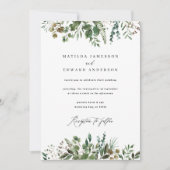 Waterverf bladgroen botanisch bruiloft aankondiging (Voorkant)