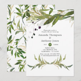 Waterverf bladgroen koppel shower kaart