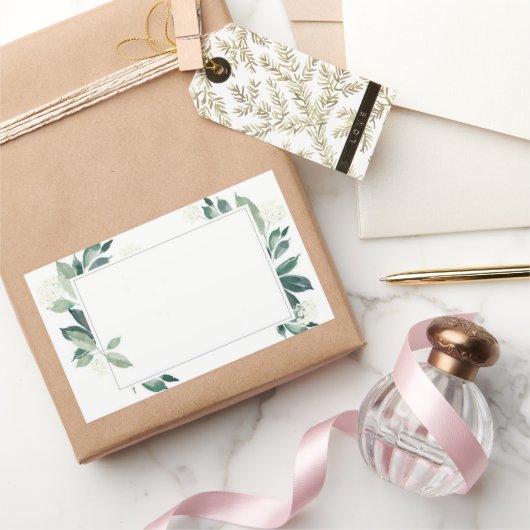 Waterverf bladgroene botanische afbeelding rechthoekige sticker (Geschenken)