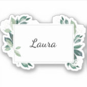 Waterverf bladgroene botanische  sticker (Voorkant)