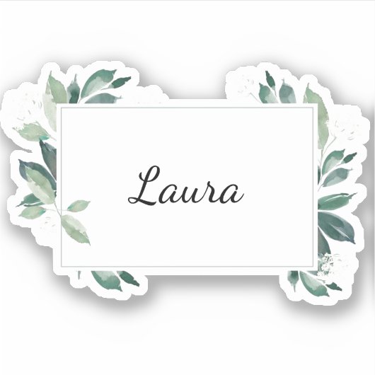 Waterverf bladgroene botanische  sticker (Voorkant)