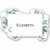 Waterverf bladgroene botanische sticker (Voorkant)