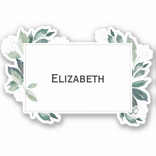 Waterverf bladgroene botanische sticker (Voorkant)