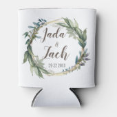 Waterverf bladkrans gepersonaliseerde bruiloft blikjeskoeler (Voorkant)