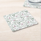 Waterverf bladpatroon groen kartonnen onderzetters (Schuin)