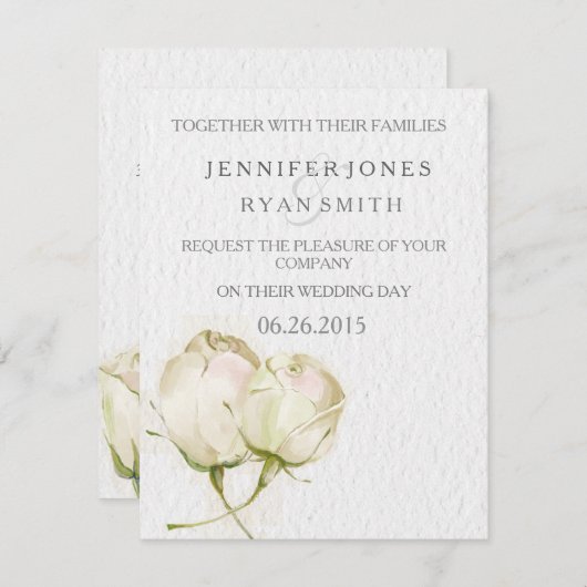 waterverf blanke rozenbruine roodbruine uitnodigin kaart (Voorkant / Achterkant)