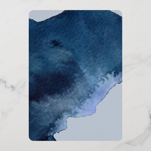 Waterverf Blauw 50ste Verjaardag Roos Gouden Jurk Folie Uitnodiging (Achterkant)