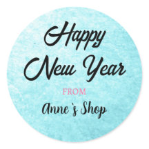 Waterverf blauw Aangepast merk Gelukkig nieuwjaar