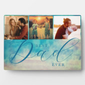 Waterverf Blauw Abstract 3 Foto's Beste vader ooit Fotoplaat (voorkant)