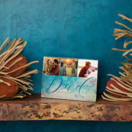 Waterverf Blauw Abstract 3 Foto's Beste vader ooit Fotoplaat