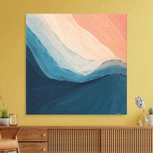 Waterverf Blauw Abstract KunstaartwongCanvas Pr Canvas Afdruk (Insitu (Woonkamer))