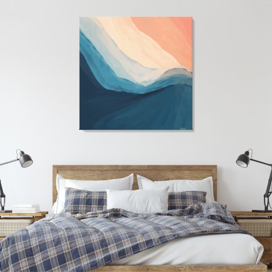 Waterverf Blauw Abstract KunstaartwongCanvas Pr Canvas Afdruk (Insitu (Slaapkamer))