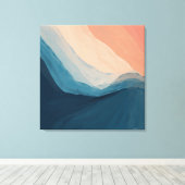 Waterverf Blauw Abstract KunstaartwongCanvas Pr Canvas Afdruk (Insitu (Houten vloer))
