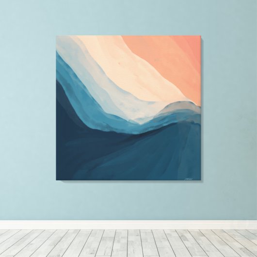 Waterverf Blauw Abstract KunstaartwongCanvas Pr Canvas Afdruk (Insitu (Houten vloer))