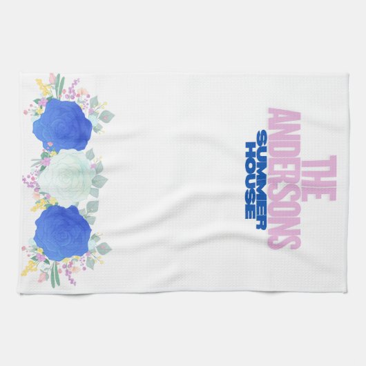 Waterverf Blauw Abstracte Keuken Handdoek (Horizontaal)