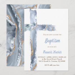waterverf blauw agaat kruis doop kaart