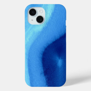 Waterverf Blauw Agate   Abstracte telefoonkwestie iPhone 15 Case