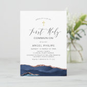 waterverf blauw agate manuscript eerste mededeling kaart (Staand voorkant)