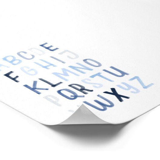 Waterverf blauw alfabet poster (Hoek)