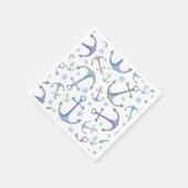 Waterverf blauw ankerpatroon. Nautisch strand Servet (Hoek)