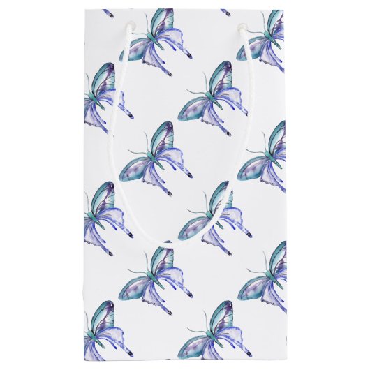 Waterverf blauw Aqua Paarse vlinder Klein Cadeauzakje (Achterkant)