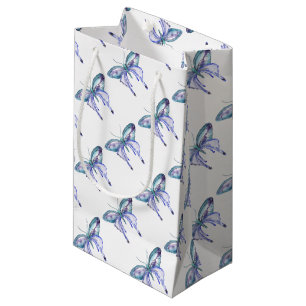 Waterverf blauw Aqua Paarse vlinder Klein Cadeauzakje