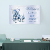 Waterverf Blauw Baby Beer Baby shower Welkom Spandoek (Beurs)