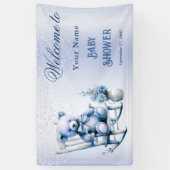 Waterverf Blauw Baby Beer Baby shower Welkom Spandoek (Verticaal)