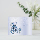 Waterverf Blauw Baby Beer Briefkaart (Staand voorkant)