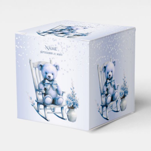 Waterverf Blauw Baby Beer Favor Box Bedankdoosjes (Voorkant Zijde)
