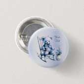 Waterverf Blauw Baby Beren Button (Voorkant /achterkant)