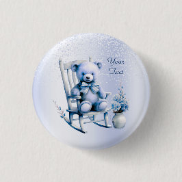 Waterverf Blauw Baby Beren Button