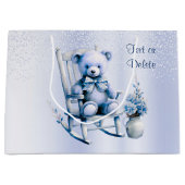 Waterverf Blauw Baby Beren geschenktas Groot Cadeauzakje (Voorkant)