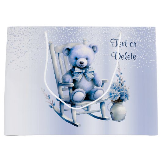Waterverf Blauw Baby Beren geschenktas Groot Cadeauzakje (Voorkant)
