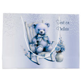 Waterverf Blauw Baby Beren geschenktas Groot Cadeauzakje (Achterkant)