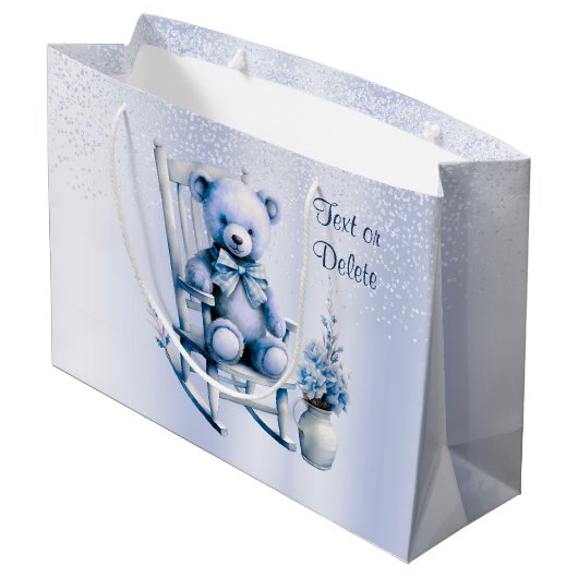 Waterverf Blauw Baby Beren geschenktas Groot Cadeauzakje (Achterkant Gekanteld)
