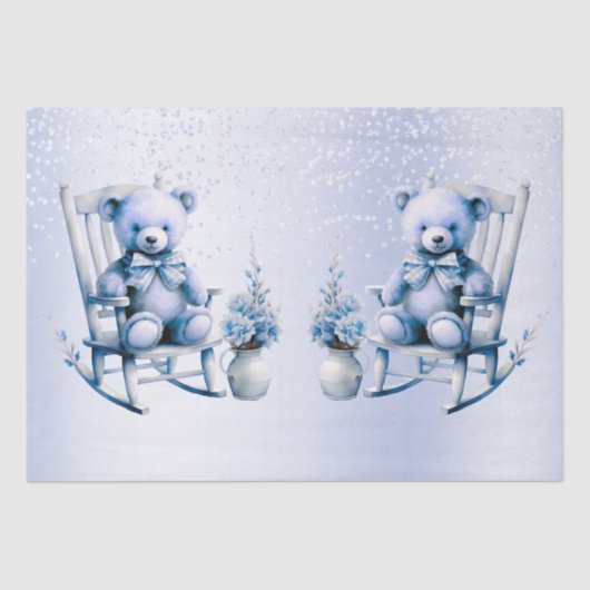 Waterverf Blauw Baby Beren tissuepapier (Voorkant)