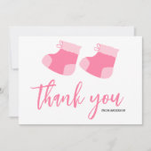 Waterverf Blauw Baby Meisje Booties Baby shower Bedankkaart (Voorkant)