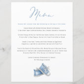 Waterverf Blauw Baby Schoenen Baby shower Menu (Voorkant)