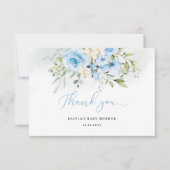 Waterverf blauw baby shower dank u uw kaart (Voorkant)