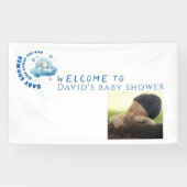 Waterverf blauw baby shower jongen foto welkom spandoek (Horizontaal)