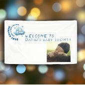 Waterverf blauw baby shower jongen foto welkom spandoek