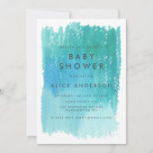 Waterverf blauw Baby shower uitnodigen Kaart (Voorkant)