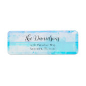 Waterverf blauw Basis Return-adreslabel Etiket (Voorkant)