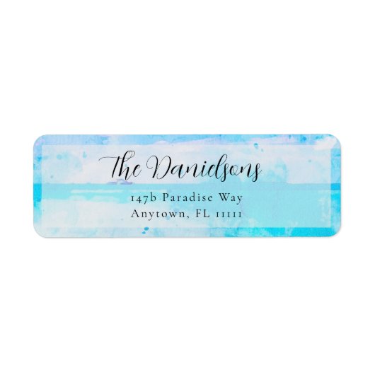 Waterverf blauw Basis Return-adreslabel Etiket (Voorkant)
