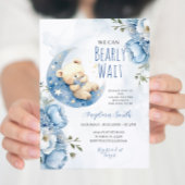 Waterverf Blauw Beer Barly Wachten Baby shower Kaart