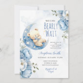 Waterverf Blauw Beer Barly Wachten Baby shower Kaart (Voorkant)