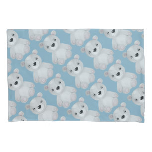 Waterverf blauw Beer Kussensloop