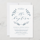 Waterverf blauw blad baptisme kaart (Voorkant)