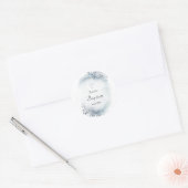 waterverf blauw blad | Baptisme Ronde Sticker (Envelop)